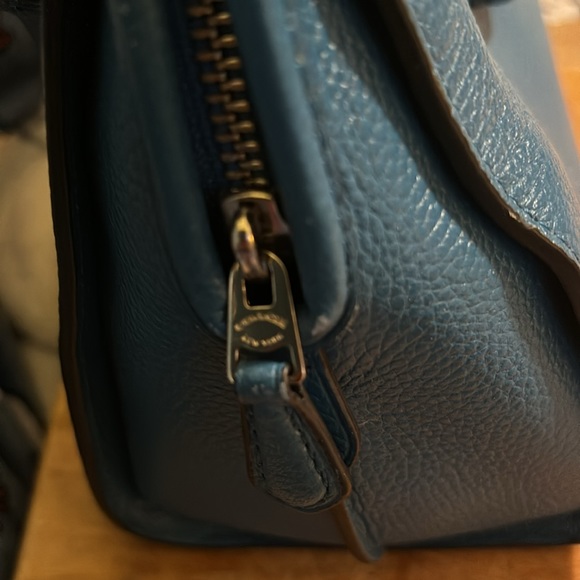 Coach blue mini handbag—new without tags—no issues—pebble leather—10”x9” - Picture 10 of 11